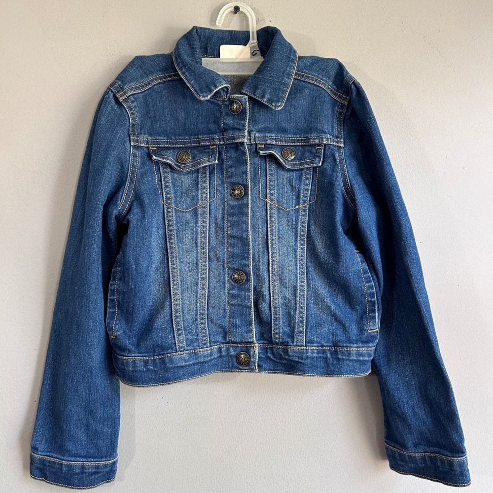 Crazy 8 Kids Medium Wash Denim Trucker Jacket Size M 7-8 Stretch Blue Coat